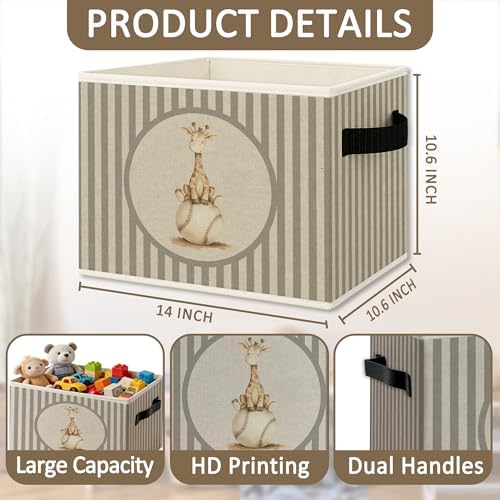 Giraffe Baseball Nursery Foldable Storage Bins Box - Image 6