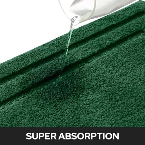 HOMEIDEAS Bathroom Rugs Sets 2 Piece, Non Slip Bath Mat Dark Green - Image 4