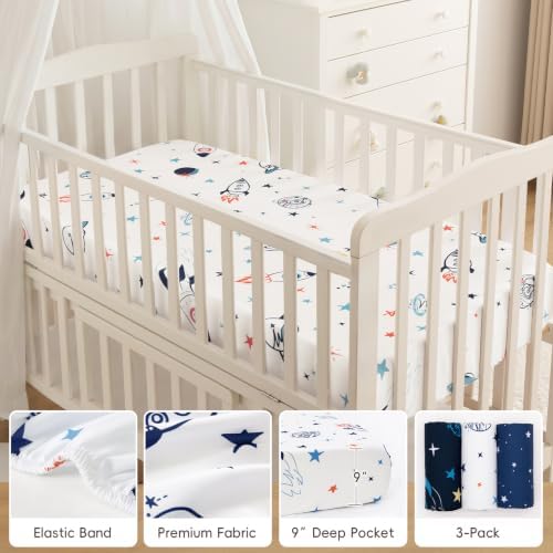 david's kids 3 Pack Fitted Crib Sheets, Ultra Soft Breathable Comfortable Baby - Image 3