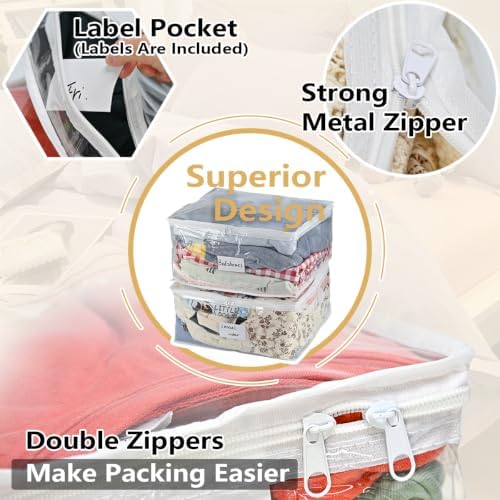 6 Pack Clear Clothes Storage Bags - Image 3
