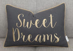 Rudransha Sweet Dreams Embroidered 12x18 Lumbar Pillow Cover, Dark Grey by Rudransha