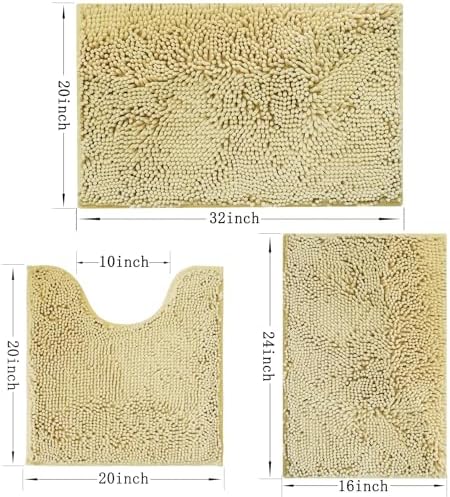 Bathroom Rugs Sets 3 Piece Non Slip, Bath Rugs - Image 3