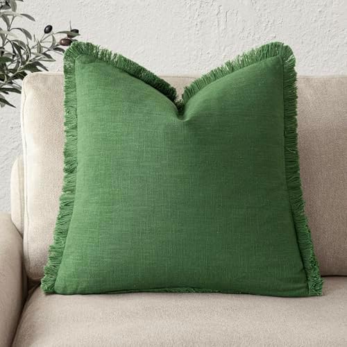 Foindtower Decorative Linen Fringe Throw Pillow Covers Cozy Boho Farmhouse by Foindtower