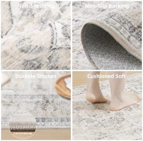 Washable Living Room Area Rug: 4x6 Bedroom Rug Non Slip Soft Boho Carpet - Image 6