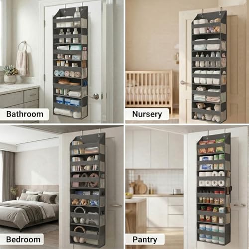 HOMELUX THEORY Over the Door Organizer, 100D Fabric, Dark Gray 2pc - Image 5