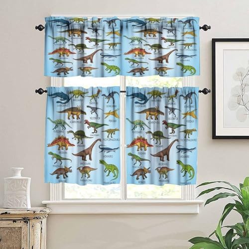 Dinosaur Valance Curtains for Boys Girls Room, ABC Alphabet Dinosaur Pattern - Image 3