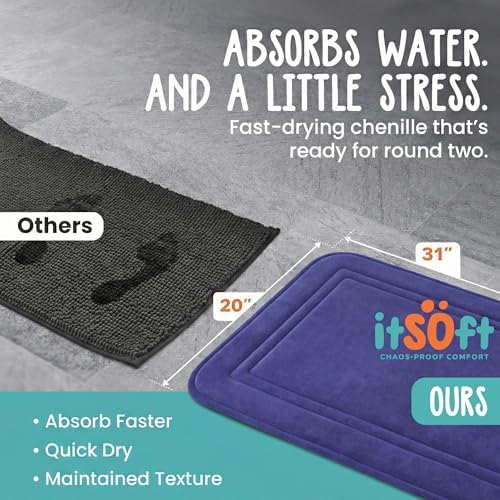 ITSOFT Memory Foam Bath Mat 31x20, Non Slip, Machine Washable, Quick Dry & - Image 3