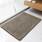 Chenille Bathroom Rug 24"x36" Taupe, Non-Slip Plush Bath Mat by Kildoss