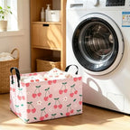 Rectangular Cherry Storage Basket Fabric Hamper - Image 6
