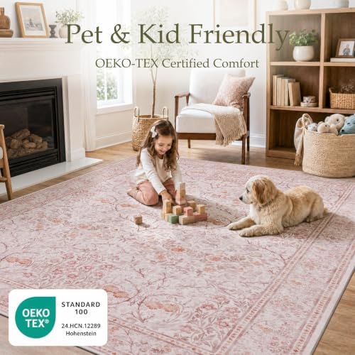 JOLLYVOGUE 8x10 Area Rugs for Living Room, Vintage Washable Rug - Image 3