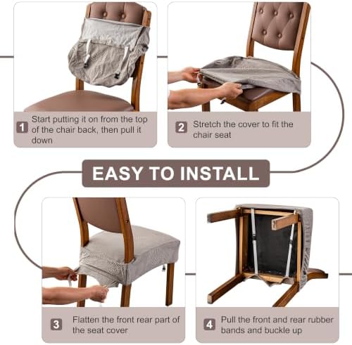 Genina Waterproof Chair Covers Set of 6, Stretch Chair Cover - Image 5