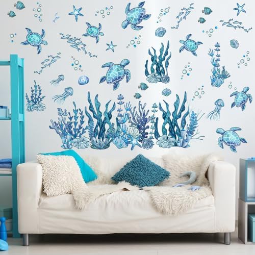 31.5x28.74 Inch Watercolor Ocean Wall Decals - Image 2