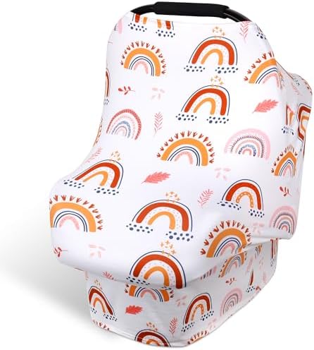 Rquite 4-in-1 Baby Car Seat Canopy, Stretchy Nursing Breastfeeding Cover by Rquite