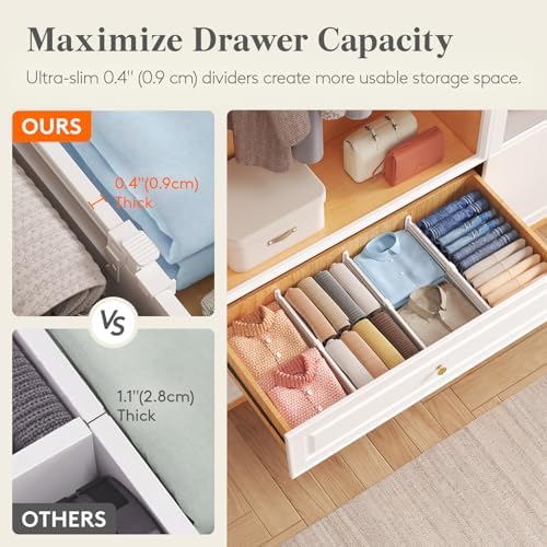 Lifewit 5" Tall Drawer Dividers, Adjustable Deep Drawer Organizer Clothes - Image 6