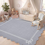 Garvee Scalloped Bow Rug Grey Washable Solid 4x6 Area Rugs by Garvee