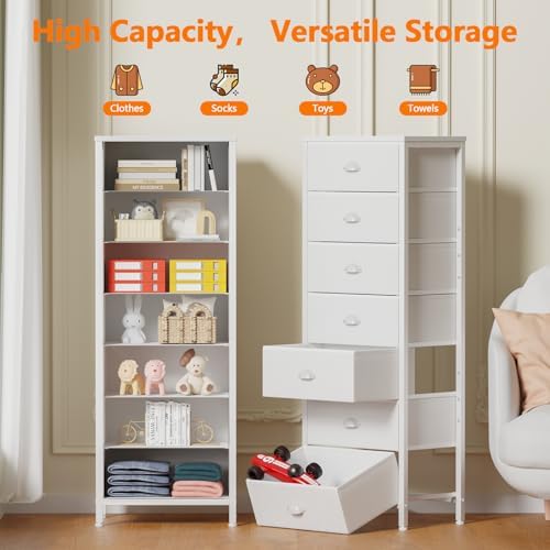Furnulem White Tall Dresser for Bedroom, Chest of Drawer - Image 4