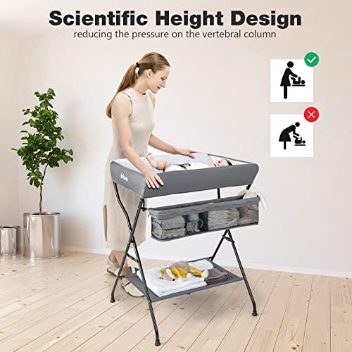 INFANS Baby Changing Table, Folding Diaper Station Portable Nursery Organizer - Image 3
