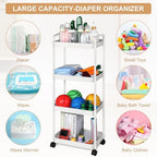 Barydat Baby Diaper Caddy Cart, 4-Tier Rolling Cart - Image 5