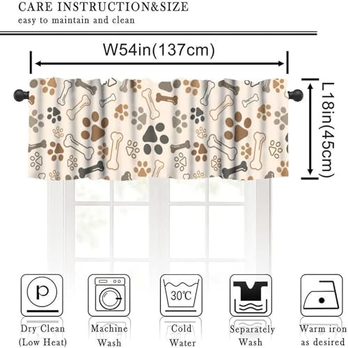 Dog Paw Print Valance Kids Curtains, Cute Animal Light Brown Rod Pocket Small - Image 2