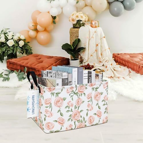Rectangular Collapsible Champagne Rose Storage Basket Nursery Organizer - Image 6