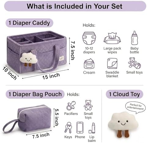 PeraBella Baby Diaper Caddy Organizer, Baby Basket Shower Gift, Portable - Image 2