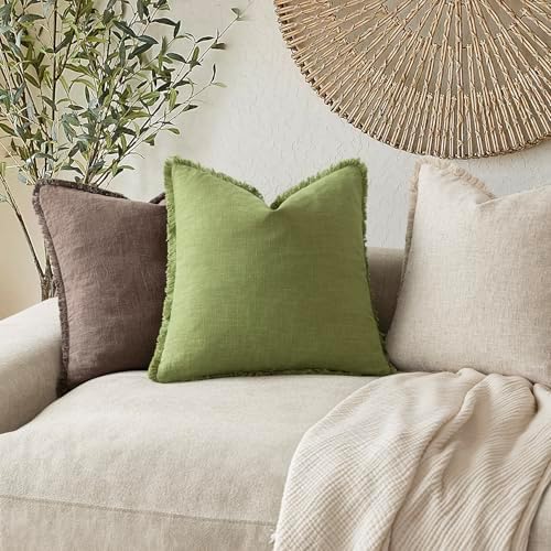 Foindtower Decorative Linen Fringe Lumbar Throw Pillow Covers Cozy Boho - Image 5