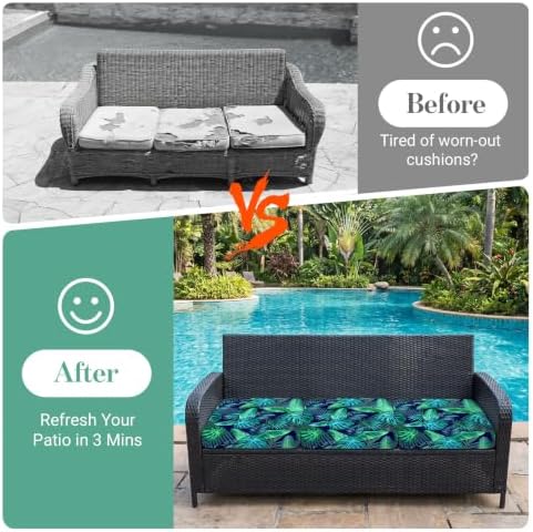 3Pcs Patio Cushion Covers Stretch Outdoor Furniture Protector Slipcovers - Image 5