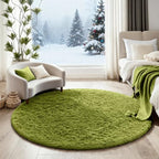 Ophanie Round Rug 4Ft Green Circle Area Rug, Fluffy Fuzzy Bedroom Carpet - Image 5