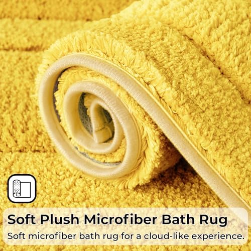 GRANNY SAYS Yellow U Shaped Toilet Rug 20" x 24", Non-Slip Bath Mat - Image 6