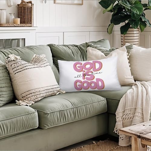 Pink Christian 12x20 Pillow Cover, Religious Home Decor, God is Good All The - Image 4