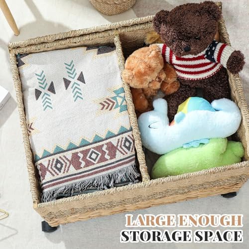 Cinnvoice 27 Gallon Rolling Wicker Storage Basket, Toy Chest - Image 5