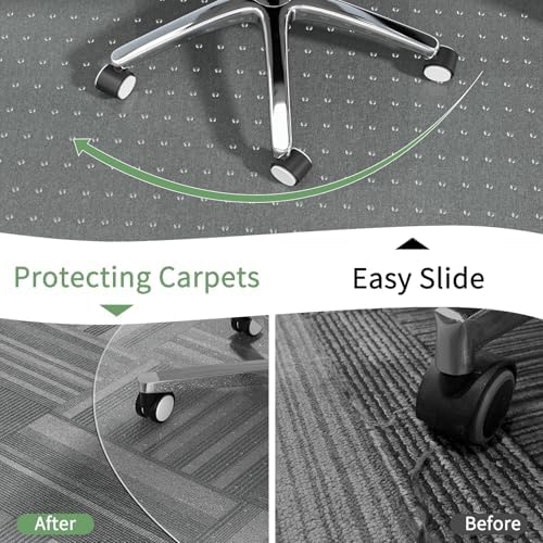 WASJOYE Office Chair Mat for Carpet, 48 Inch PVC Clear Round Carpet - Image 4