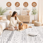 Nakagishi Area Rugs 9x12 Living Room: Washable Boho Large Neutral Modern Soft - Image 3