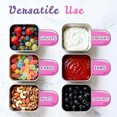 Tanjiae 6-Pack Small Stainless Steel Snack Containers - Image 5