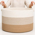 OrganiHaus Round Toy Basket & Blanket Basket, Cotton Rope 20x13" by OrganiHaus