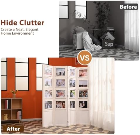 4 Panel Photo Room Divider, Folding Privacy Screen Decorative - Image 6