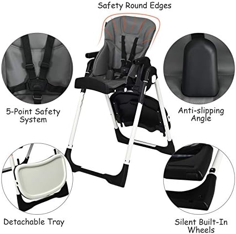 INFANS High Chair for Babies and Toddlers Reclining Seat Dark Grey - Image 5