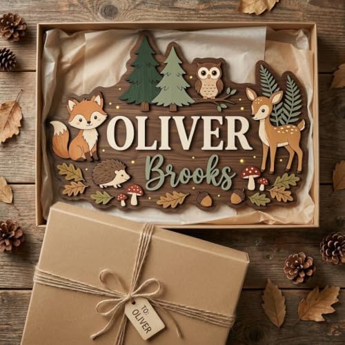 Personalized Woodland Nursery Name Sign, Custom Forest Animal Wall Decor - Image 5