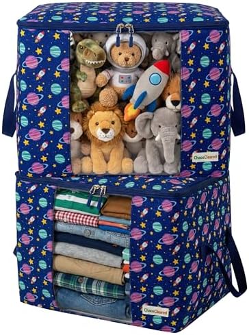 Chaos Cleared Kids Storage Bags – 100% Cotton Canvas Toy & Clothes Organizer by ChaosCleared