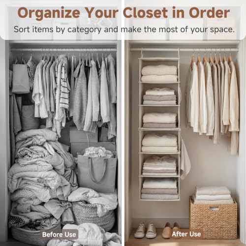 StorageWorks Hanging Closet Organizer, 6-Shelf - Image 5