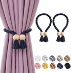 NICEEC 2 Pack Wooden Ball Magnetic Curtain Tiebacks Boho Home Decor Drape Tie by NICEEC
