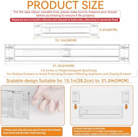 Yieach 8 Pack Clear Expandable Deep Drawer Separators From 15 to 21'' - Image 2