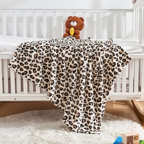 Yurhap Leopard Print Baby Blanket Fleece Baby Blankets - Image 4