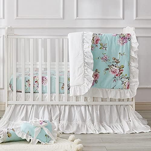 Brandream Crib Bed Skirt for Baby Girls Boys White Boho Bohemian Solid Cotton - Image 3