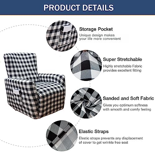 NILUOH Stretch Recliner Covers 4 Piece, Non-Slip Lazy Boy Chair Covers - Image 3