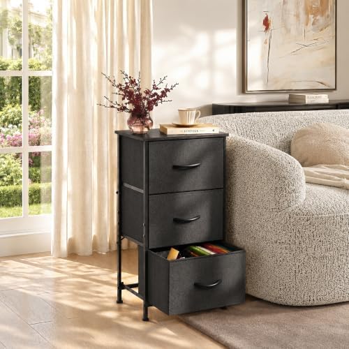 WLIVE Small Dresser Nightstand for Bedroom, 3 Drawers, Charcoal Black - Image 4
