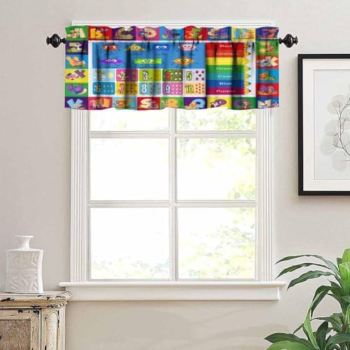 Alphabet ABC Kids Valance Curtain Colorful Cartoon Animal Learning Inspirational - Image 5