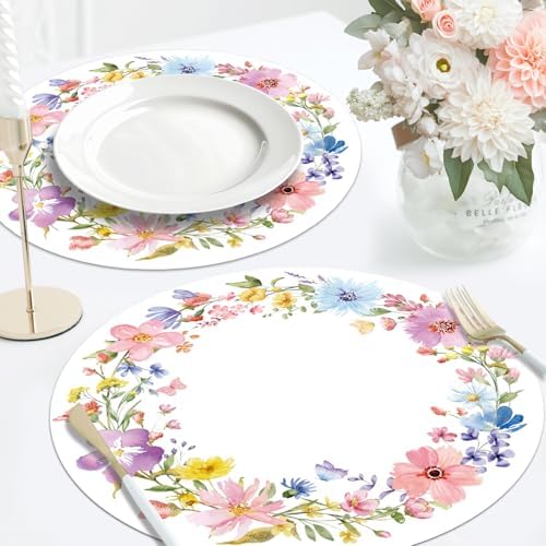 50PCS Floral Placemats Vibrant Watercolor Wildflower Disposable Paper Placemats - Image 5