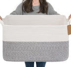 Goodpick 75L Extra Large Woven Rope Blanket Basket, Light Gray by Goodpick