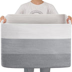 OIAHOMY 108L Super Large Blanket Basket, 25”x16”x16” Rectangle Woven Baskets by MasterofSpaceOptimization